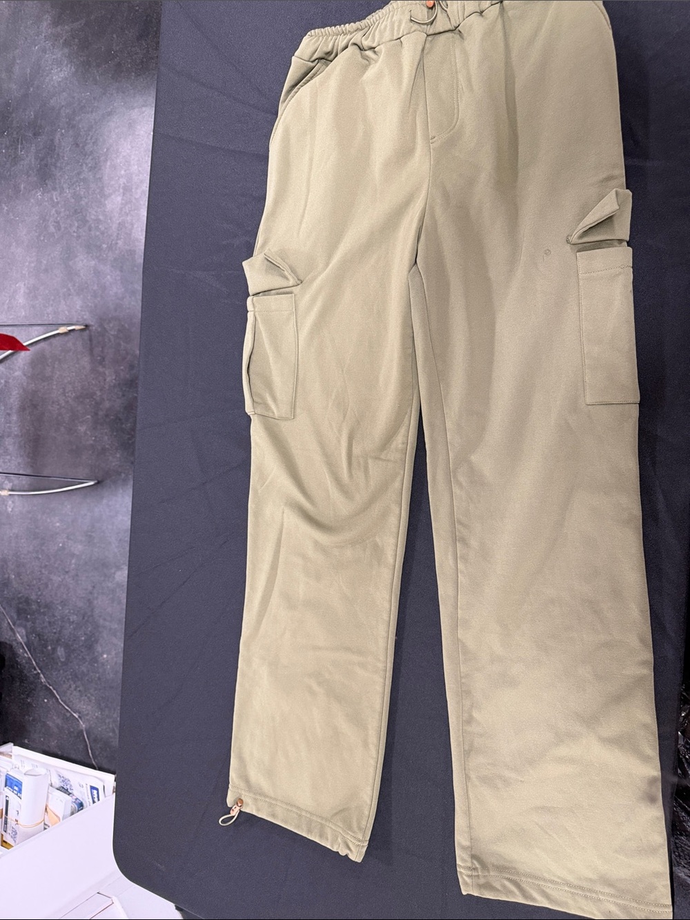 shosho Olive Cargo Sweatpants with Elastic Waist